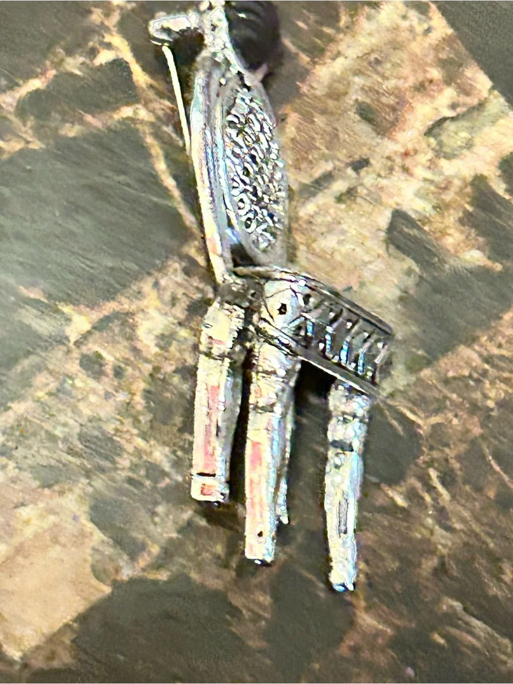 Vintage Danecraft Ornate Silver tone 3D dining chair brooch